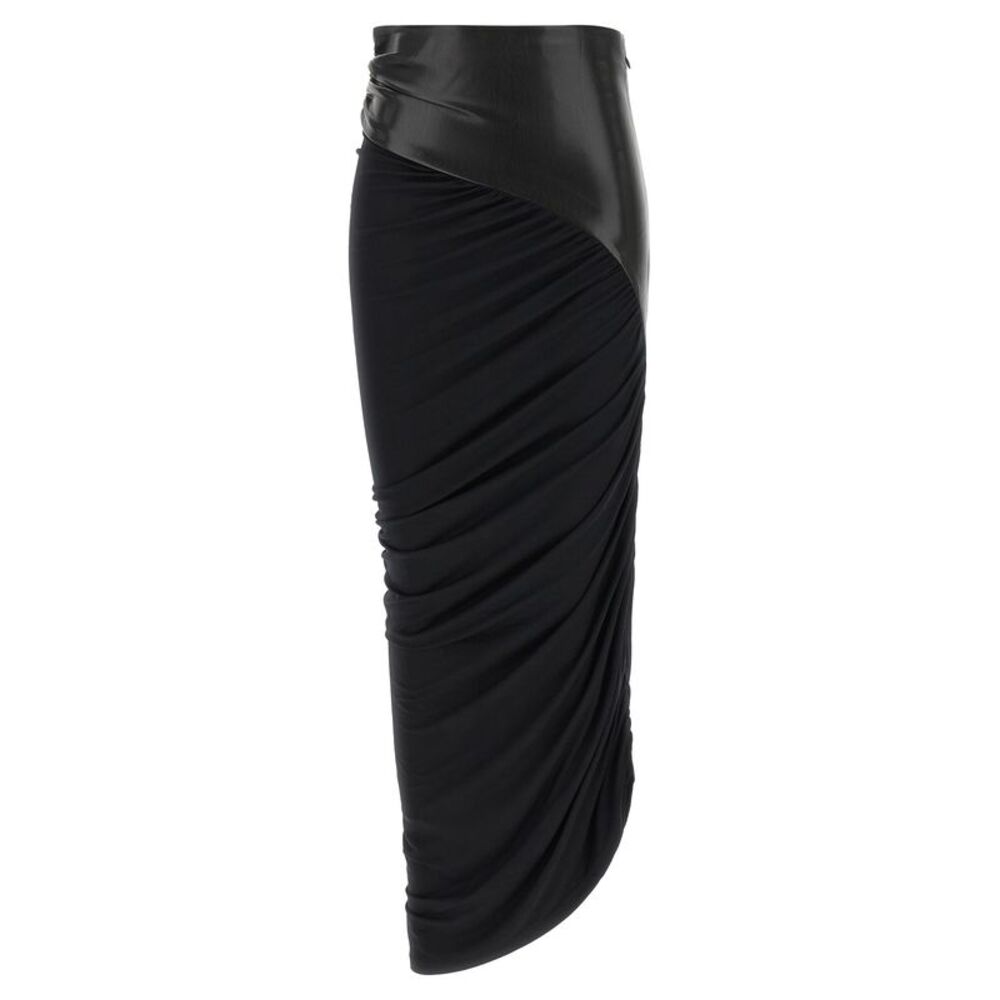 The Andamane Black Viscose Midi Women's Skirt